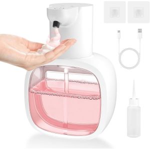 Distributeur de savon automatique,500 ml,sans contact,fixation murale,sans perçage,étanche IPX5,distributeur de savon électrique,rechargeable,blanc - Neuf