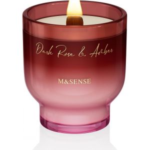 Bougie Parfum&eacute;e 270g|Rose fonc&eacute;e et ambre|M&egrave;che En Bois Cr&eacute;pitante (55h De Combustion)|Cire De Soja Naturelle En Verre Conique|Cadeau Luxe Femme|Aromath&eacute;rapie Non Toxique - Neuf