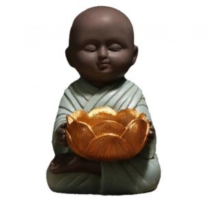 Bougeoir en forme de petit moine,style vintage,exquis,décoratif,statue de Bouddha,pour la maison,le bureau ou l'extérieur,bleu - Neuf