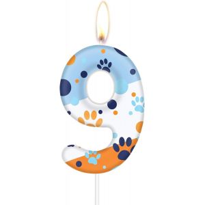 Sjzg-D&eacute;corations De G&acirc;teau Color&eacute;es En Forme De Griffe De Chien En Forme De Chiffre 9, D&eacute;corations De F&ecirc;te Sur Le Th&egrave;me Des Pattes D'animaux, D&eacute;corations D'anniversaire Pour Gar&ccedil;ons Et Filles, - Neuf