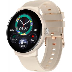 Montre Connectée Femme Homme Avec Appel Bluetooth, 1.39"" Montre Sport Avec 100+ Modes, Etanche Ip68 Smartwatch Avec Podometre/Sommeil, Fitness Tracker Pour Android Ios, Thé Au Lait Blanc[Z319] - Neuf