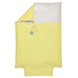 Housse De Couette B&eacute;b&eacute; - P'tit Basile - Pluie D'&eacute;toiles - Coton Bio - 100x140 Cm - Jaune - Neuf
