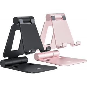 Kalanka-Nulaxy Lot De 2 Supports De Téléphone Portable Pliables Double - Entièrement Réglables - Compatible Avec Iphone 15 14 13 12 11 Pro Xs Max Xr X 8, Tous Les Téléphones, Noir Or Rose - Neuf
