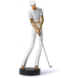 Statue de golfeur Amoy-Art, sculpture de golf, décoration intérieure moderne, salon, cadeau, résine blanche, 24 cm (section C) - Neuf