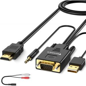Câble VGA vers HDMI 4.5M, Ancien PC de Style à Nouvelle TV/Moniteur avec HDMI, VGA vers HDMI Cordon Convertisseur Adaptateur avec Audio pour Ordinateur Portable vers Projecteur - Neuf