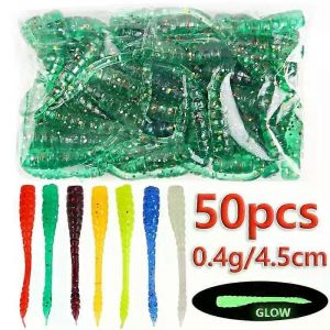 50pcs App&acirc;ts Souples 04g / 45cm Ver Mou Faux Asticot Simulation Ver Rouge Poisson App&acirc;t Leurre Lumineux Contient Des Paillettes Leurre De P&ecirc;che Ensemble - Neuf