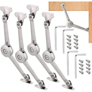 Lot de 4 charni&egrave;res de support de couvercle Softclose avec vis et cl&eacute; Allen en alliage de zinc - Charni&egrave;res pliantes avec angles d'ouverture variables - Pour porte de cuisine et armoire - Neuf
