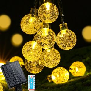 Guirlande Solaire Exterieur,7m 50 Leds Guirlande Lumineuse Solaires À L'extérieur,8 Modes Étanche Guirlande Lumineuse Exterieure Solaire Pour Jardin,Cour,Mariage,Fête (Blanc Chaud) - Neuf