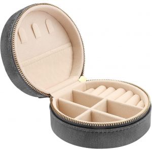 Kalanka-Mini Coffret À Bijoux De Voyage En Velours, Boîte À Bijoux De Voyage Pour Filles Et Femmes, Petit Organisateur De Bijoux Pour Bagues, Boucles D'oreilles, Colliers, Gris - Neuf