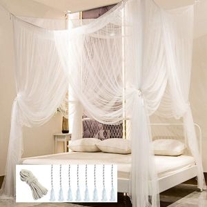 Kal-Moustiquaire Pour Ciel De Lit, 4 Rideaux D'angle, Ciel De Lit Élégant, Crochet Et Corde Professionnelle Pour Filet, Moustiquaire, Rideaux Plein/Grand Lit (Noir)U2026 - Neuf