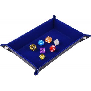 Mdy-Plateau Dés À Double Face, Rectangle Pliant En Cuir Pu Et Porte-Dés En Velours Bleu Foncé Pour Donjons Et Dragons Dice Rpg Et Autres Jeux De Table Rpg Dice Gaming - Neuf