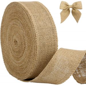 Kal-® Ruban De Jute Naturel 40 Mm, 44 Mètres De Toile De Jute, Rouleau Rétro Pour Emballage Cadeau, Coffrets, Bouquets, Artisanat, Noeud D'arbre De Noël, Décoration De Mariage - Neuf