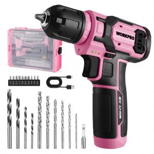 Perceuse Visseuse Sans Fil 8V WORKPRO, 2 In 1 Visseuse Devisseuse Sans Fil Rose, Accessoires 21 Pieces, avec 10MM Porte-Forets, LED Lumiere, Cable de Charge Type C, pour Reparation Maison DIY - Neuf