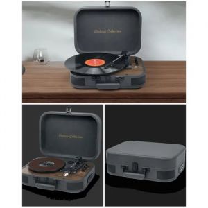 Platine Vinyle Vintage R&eacute;tro - Bleue - Bluetooth 5.3 - USB - 33/45/78 Tours - Neuf