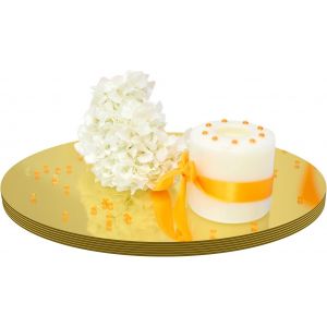 Lot de 6 plaques de miroir rondes en acrylique de 20 cm - D&eacute;coration murale autocollante pour salle de bain, cuisine, salon - Dor&eacute; - Neuf