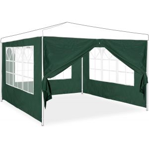 Ulteronixshop-Paroi lat&eacute;rale pour tonnelle en Lot de 4, 3 Panneaux avec fen&ecirc;tre, 1 avec Fermeture &eacute;clair, HxL 2x3 m, Vert - Neuf