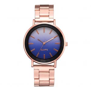 Montre A Quartz Tendance Avec Bracelet En Alliage D'acier Et Cadran Degrade De Couleurs Pour Femme (Bleu) - Neuf