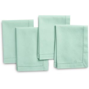 Eryi-Serviettes En Tissu Lot De 4 | Pur Coton Avec Ourlet Jour Échelle | Menthe Verte | Taille Carrée 43x43 Cm | Serviettes De Table - Lavables En Machine Et Réutilisables - Neuf