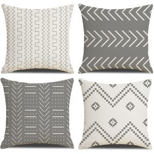 Eryi-Housses De Coussin 40 X 40 Cm Housses De Coussin De Ferme, Lot De 4 Taies D'oreiller Carrées Patchwork Texturées Gris Pour Canapé Canapé Chaise Chambre Décor Moderne Maison Bureau Canapé Voiture - Neuf