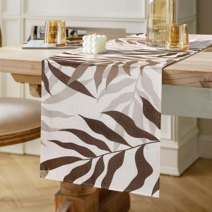 Eryi-Chemin De Table Marron Feuille Chemin De Table Polyester Chemin De Table Tissu Rectangulaire Décoratif Tabletop Decor Chemin De Table Pour L'intérieur Et L'extérieur Décoration 40x140cm - Neuf