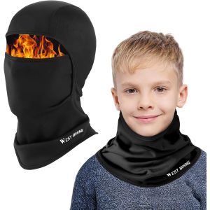 Jexnovashop-Cagoule D'hiver Thermique Pour Enfants 4-12an, Multifonction Coupe-Vent Masque De Ski Cyclisme, Casquette Bonnet Chapeau Avec Cache-Cou, Cagoule Pour Garçons & Filles Sports D'hiver En Pl - Neuf
