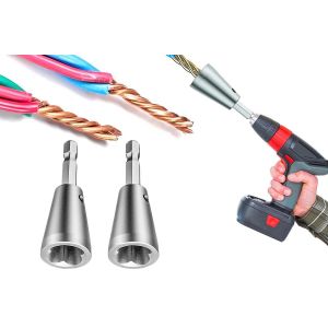 Outil de torsion de fil &eacute;lectrique en 2 pi&egrave;ces pour perceuse, d&eacute;nudeur de fil et connecteur, tige hexagonale de 6 mm - Neuf