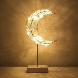 Kal-Lampe De Bureau Décorative, Forme De Lune De Ramadan Lampe De Chevet Led, Lampe De Nuit Blanche Chaude Alimentée Par Batterie Pour La Décoration De La Chambre De Noël, Blanc - Neuf