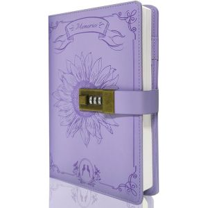 Journal Intime avec Cadenas pour Filles et Femmes,Carnet Secret A5 en Cuir PU,240 Pages,Carnet de Notes avec Coffret Cadeau Violet - Neuf