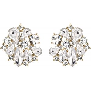 Kal-Boucles D'oreilles &Agrave; Tige Perc&eacute;es Fleur Florales En Cristal Strass Pour Femme Filles - Neuf