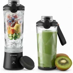 BLENDER Blender Portable Sans Fil 6 Lames Acier Inoxydable 150W Puissant & Rapide Smoothies, Shakers, Glace Pil&eacute;e 600ml USB-C Rechargeable Auto-Nettoyage Design &Eacute;l&eacute;gant - Neuf