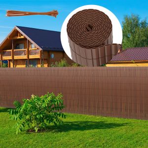 Canisse En Pvc Occultant Cloture, Pour Le Jardinet Balcon Cl&ocirc;ture Brise-Vent, Intimit&eacute;, Avec Serre-C&acirc;bles Marron 180 X 600cm - Neuf