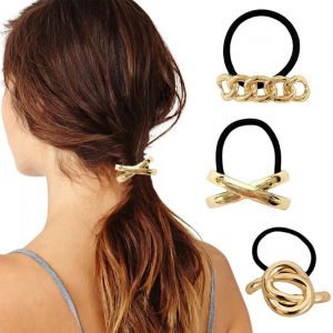 Kalanka-3 Pièces Manchette De Cheveux, Or Bijoux Cheveux, Chouchou Cheveux, Attache Cheveux Femme En Métal, Elastique Cheveux Pour Queue De Cheval Accessoire De Corde De Cheveux(A) - Neuf