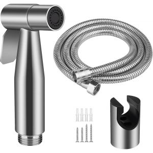 Pulv&eacute;risateur de Bidet &agrave; MainDouchette WC de Toilette en Acier Inoxydable avec Support e 1.5M Flexible de Douche pour Nettoyage des ToilettesBain pour Animaux de CompagnieHygi&egrave;ne Personnelle - Neuf