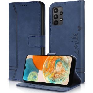 Kal-Coque Pour Samsung Galaxy A23 4g/5g, Portefeuille Rabat Coque Samsung A23, Fentes Cartes Antichoc Support Magn&eacute;tique Protection Case Compatible Avec Samsung Galaxy A23/M23 5g/M13 4g (Bleu) - Neuf