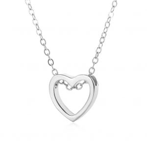 Couple Simple Alliage G&eacute;om&eacute;trie M&eacute;tal Creux Coeur Collier Bijoux Accessoire (Argent) - Neuf