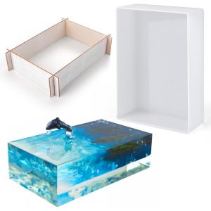 Moules En R&eacute;sine, Grand Carr&eacute; Moule Pour Resine Epoxy Avec Cadre Moule Silicone Resine Epoxy Pour Conservation De Fleurs Serre-Livres D&eacute;coration Maison Projets Diy (7.5x5.2x1.9in) - Neuf