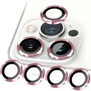 Kal-Lot De 4 Protections D'appareil Photo Compatibles Avec Iphone 15 Pro Max Et Iphone 15 Pro, Verre Blindé, Anneau En Métal, Couvercle De Lentille, Rose - Neuf