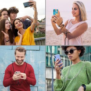 Tianyi-Cha&icirc;ne De T&eacute;l&eacute;phone Portable Universelle - Cordon Universel Pour T&eacute;l&eacute;phone Portable &Agrave; Suspendre Autour Du Cou - Avec Cordon De T&eacute;l&eacute;phone Portable - R&eacute;glable Et Amovible (1 Rose Clair) - Neuf