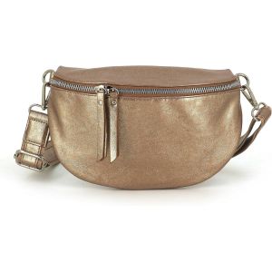 SJZG-Sac Banane Bandouli&egrave;re Femme Iris&eacute; - Porte Epaule Crois&eacute; Ou Devant Poitrine Ultra L&eacute;ger - Effet Brillant Similicuir Souple - Mode Et Chic - Marron M&eacute;tallis&eacute; - Neuf