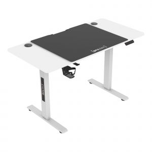 Bureau table poste de travail &eacute;lectrique &agrave; hauteur r&eacute;glable assis debout avec 4 roulettes 120 x 60 cm blanc Helloshop26 03_0009079 - Neuf