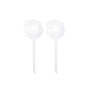 Lot de 2 tuteurs d'arrosage automatique pour plantes - Forme de rose, irrigation goutte &agrave; goutte, transparents, 26,5 cm de long - Neuf