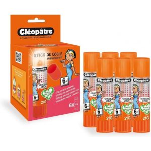 Bo&icirc;te de 6 b&acirc;tons de colle TRANSPARENTE""Cl&eacute;ostick"" Adh&eacute;sive en 21 g - Neuf