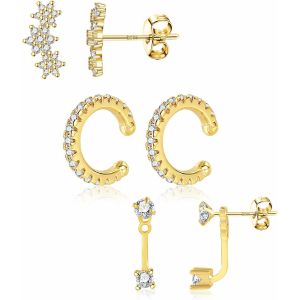 Kal-3 Paires Boucles D'oreilles Femme Argent 925 Piercing Cartilage Femme - Neuf
