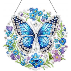 Oayew-Diamond Painting Guirlande, Papillon Painting Diamant Hanging, Diamant Painting Pendentif, 5d Peinture Diamant Suspendus Avec Chaîne, Pour Noël, Porte Et Fenêtre Décoration, 25cm - Neuf