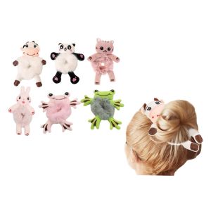 Lot De 6 Chouchous Animaux, &Eacute;lastiques &Agrave; Cheveux En Peluche Pour Filles - Neuf