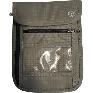 RFCBC-- Pochette Tour de Cou De Voyage Imperméable anti RFID Femme Homme, enfant -Téléphone, Passeport carte d`identité biométrique, Carte bancaire: bloque les ondes RFID à 13,56 Mhz - Neuf
