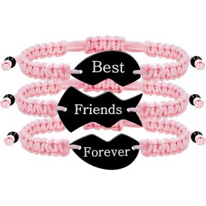 Kal-Ensemble De 3 Bracelets Meilleure Amie Pour Toujours - Charms Coeur Puzzle Tress&eacute;s, Bijoux D'amiti&eacute; Correspondants Grav&eacute;s Pour Bffs Hommes Femmes - Neuf