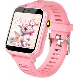 Montre Connect&eacute;e Enfant, Montre Intelligente Enfant 36 Jeux, Podom&egrave;tre Torche Avec Hd Cam&eacute;ra Musique Mp3, Montre Enfant 4-12 Ans, Cadeau D'Anniversaire Pour Gar&ccedil;ons Et Filles (Rose) - Neuf