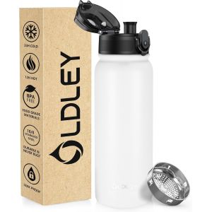 Bouteille D'eau Acier Inoxydable 600ml Bouteille Isotherme &Agrave; Double Paroi Pour Garder Les Boissons Chaudes Et Froides Sans Bpa Bouteille D'eau Isol&eacute;e M&eacute;tal Pour Sport Travail(Blanc) - Neuf