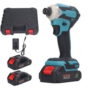 XYONG Visseuse a chocs sans fil 21 V, moteur sans balais, tournevis electrique, cle a chocs, rechargeable, CA 100-240 V, prise americaine - Neuf